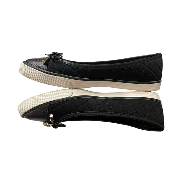 Tory Burch 7 Ballet Flats Black Quilted Bow Detail Comfort Casual Slip On - Picture 6 of 10